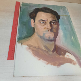 Картина маслом на картоне, портрет мужчины, 33х48 см, 1962г. СССР.. Картинка 11